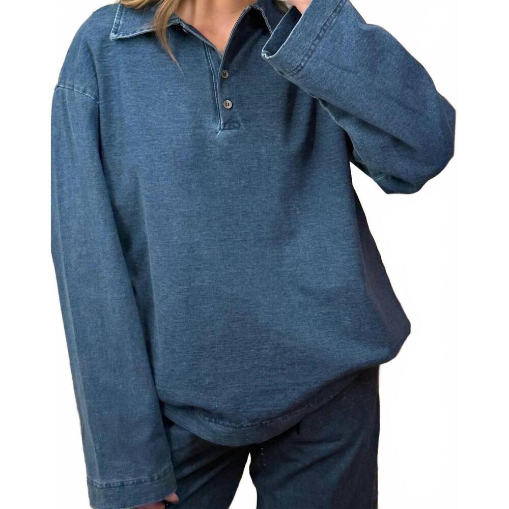 NEW NEEDII denim knit sweatshirt in blue